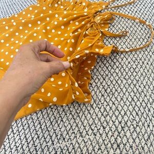 Yellow Polka Dot Ruffle Cami Top